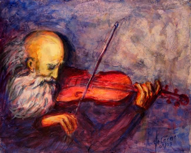 Pintura titulada "el viejo violinist…" por Pacodecaceres, Obra de arte original