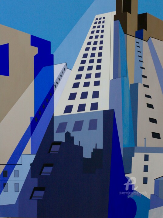 绘画 标题为“NY Building et Grat…” 由Paddy, 原创艺术品, 丙烯 安装在木质担架架上
