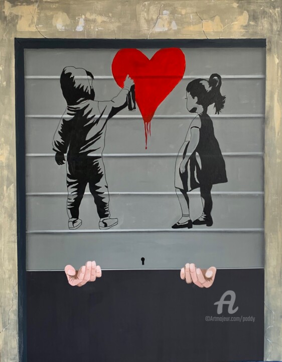 제목이 "Banksy ca suffit !!…"인 미술작품 Paddy로, 원작, 아크릴 나무 들것 프레임에 장착됨