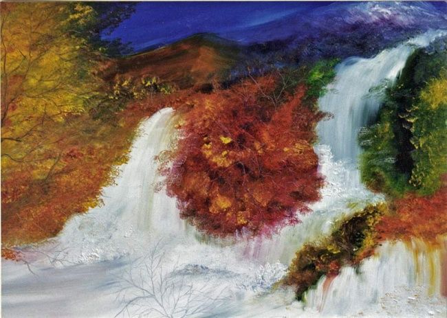 Painting titled "cascade" by Catherine Simon, Original Artwork