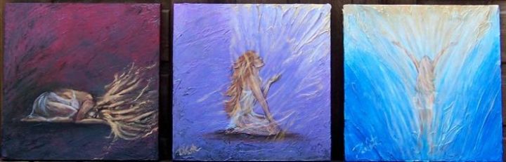 Painting titled ""Rapture- Triptych"" by Donna M. Laconte, Original Artwork
