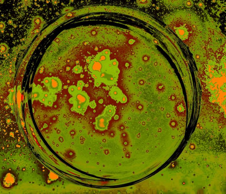 Digital Arts titled "Microbial colonies" by Pakokante, Original Artwork, 2D Digital Work
