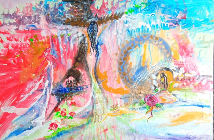 Картина под названием "La Rugiada degli Dei" - Palma Aceto, Подлинное произведение искусства, Акрил Установлен на Деревянная…