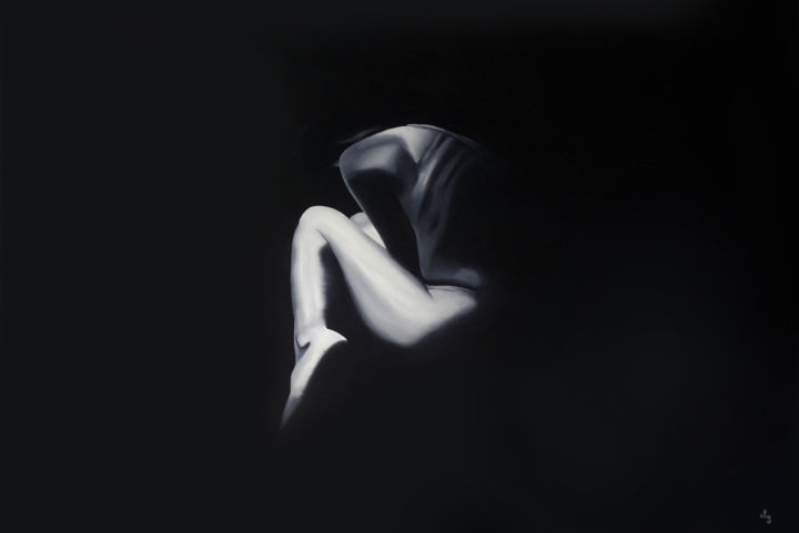 Картина под названием ""Loneliness" no.3" - Paula Michalska, Подлинное произведение искусства, Масло Установлен на Деревянна…