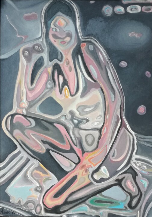 Painting titled "Bionic woman" by Paolo Avanzi, Original Artwork, Oil Mounted on Other rigid panel