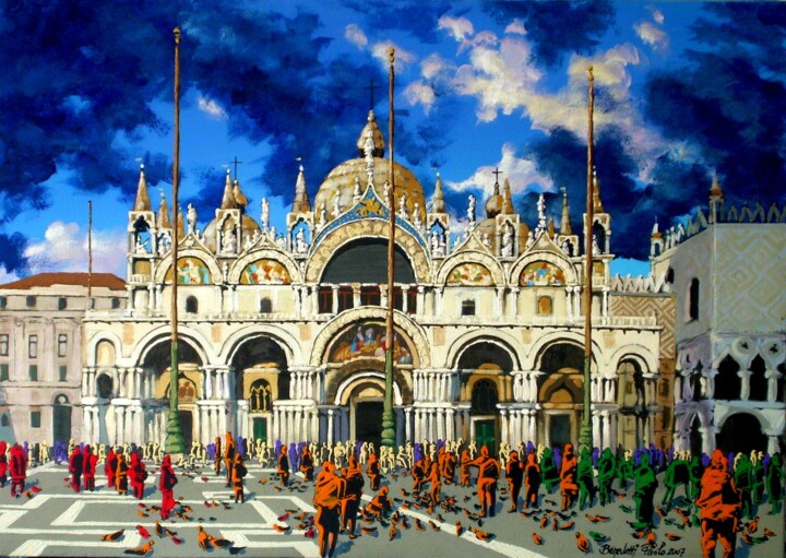 Painting titled "BASILICA DI S. MARC…" by Paolo Benedetti, Original Artwork, Acrylic