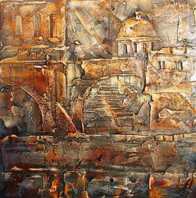 Painting titled "Old Town" by Paprik, Original Artwork