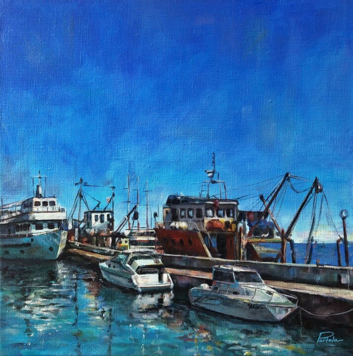 Painting titled "Sea port" by Svetlana Partala, Original Artwork, Acrylic