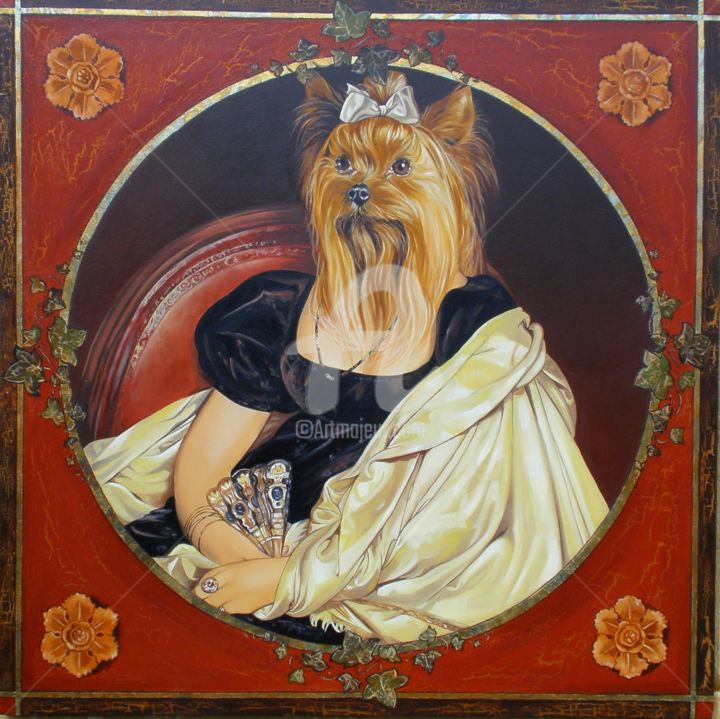 Tableau Avec Cadre Peinture Bouledogue D, Peinture par Pascal Guérin