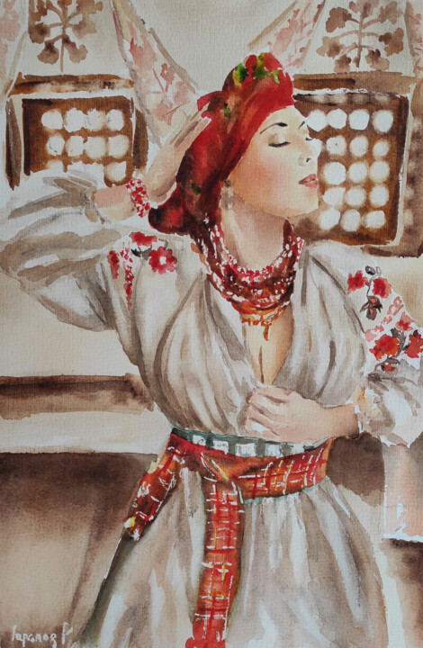 Pintura intitulada "Ukrainian Folk- Ukr…" por Pasha Laponog, Obras de arte originais, Aquarela