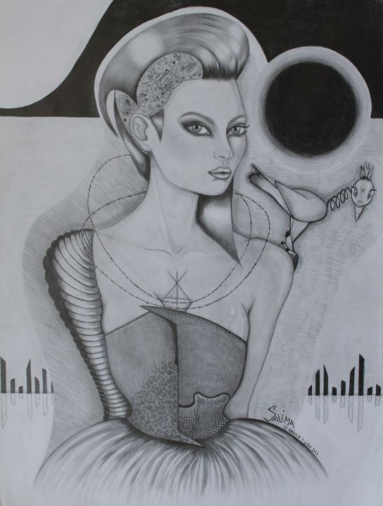 Desenho intitulada "Réseau" por Pasthete // Salima Woestyn, Obras de arte originais, Lápis