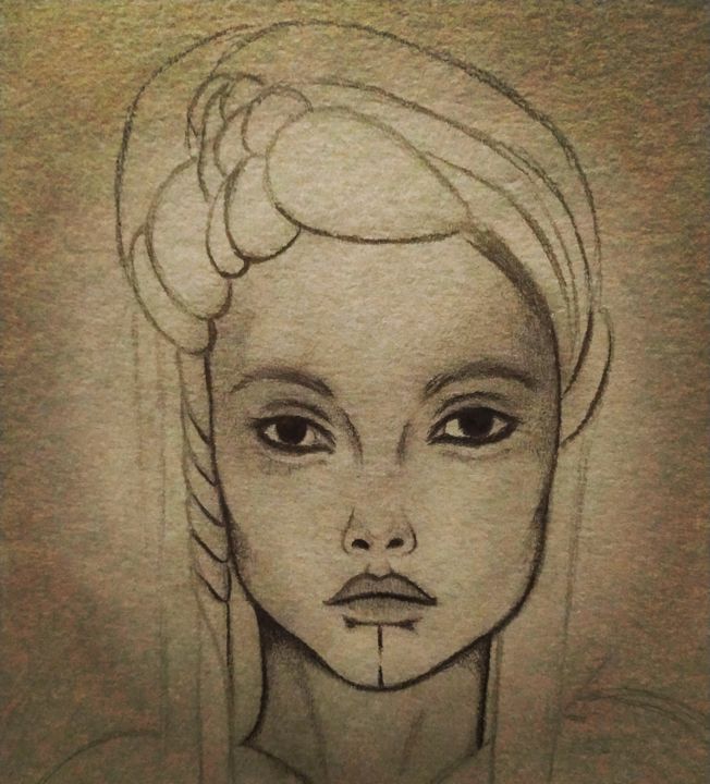 Drawing titled "Femme berbère" by Pasthete // Salima Woestyn, Original Artwork, Pencil