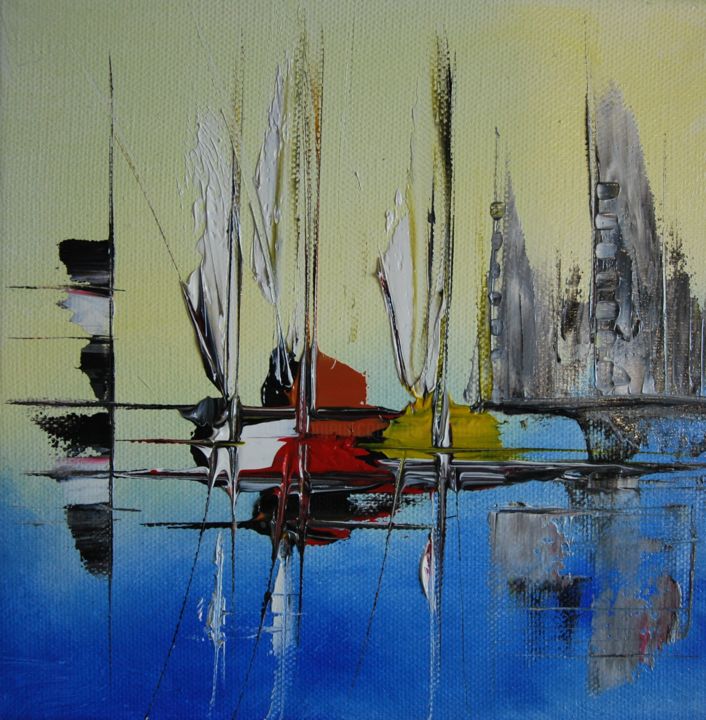 Malerei mit dem Titel "Sail City 514" von Patrice Butel, Original-Kunstwerk