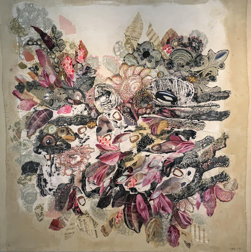 Collages intitulée "VOLUPTE" par Patricia Blin, Œuvre d'art originale, Collages Monté sur Châssis en bois