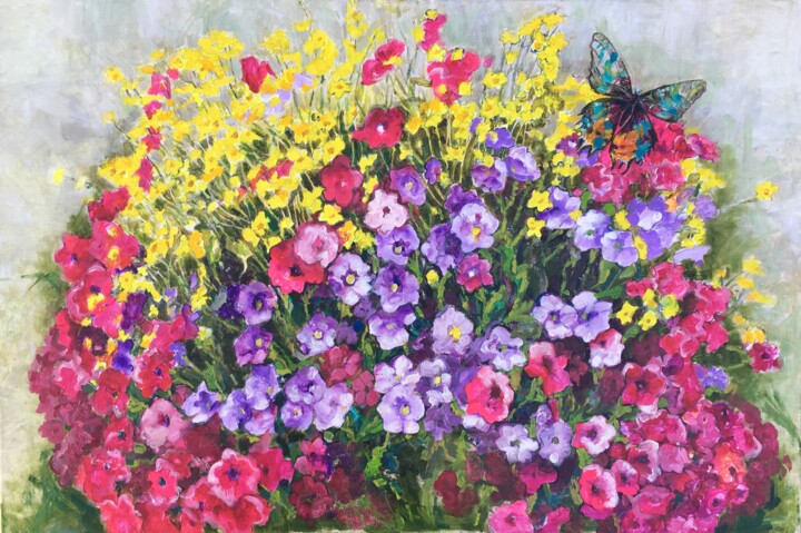Schilderij getiteld "Spring and Summer F…" door Patricia Clements Art, Origineel Kunstwerk, Olie Gemonteerd op Frame voor ho…