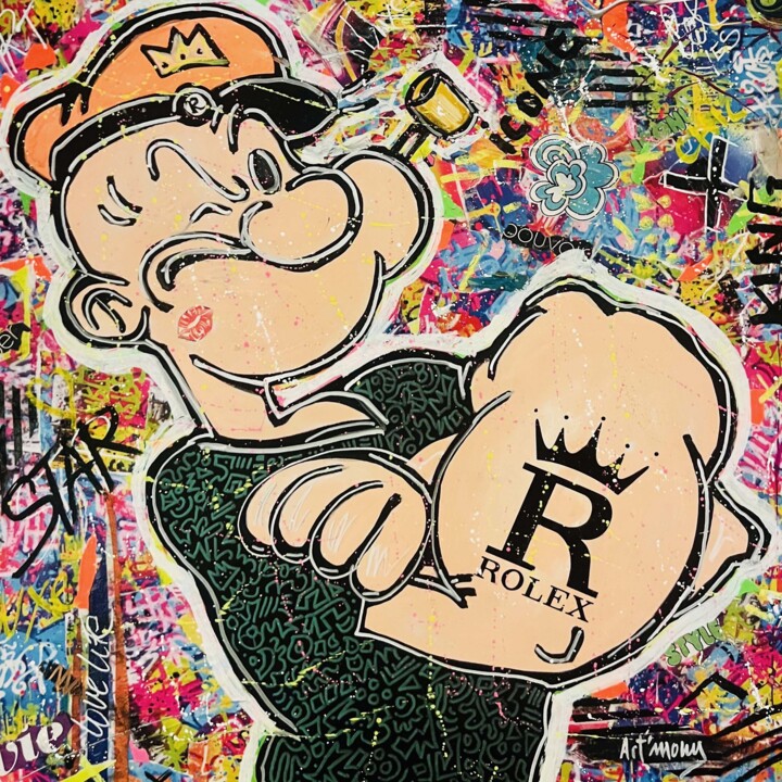 Peinture intitulée "Popeye Rolex" par Patricia Ducept (Art'Mony), Œuvre d'art originale, Acrylique