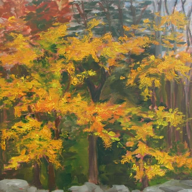 Painting titled "Autumn Dance" by Patricia Barone, Original Artwork, Oil