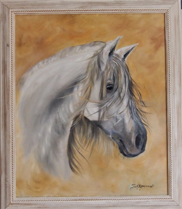 绘画 标题为“Aladin cheval ibéri…” 由Patricia Hyvernat, 原创艺术品, 油