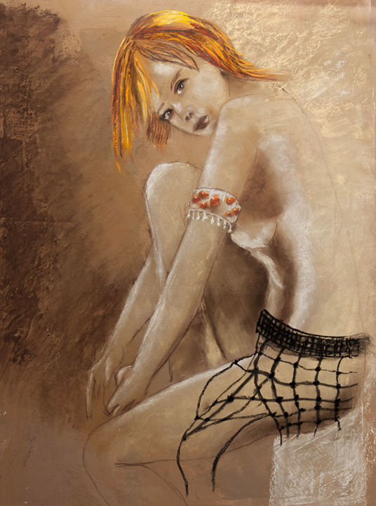 Peinture intitulée "Nu féminin" par Patrick Bauquel, Œuvre d'art originale, Pastel
