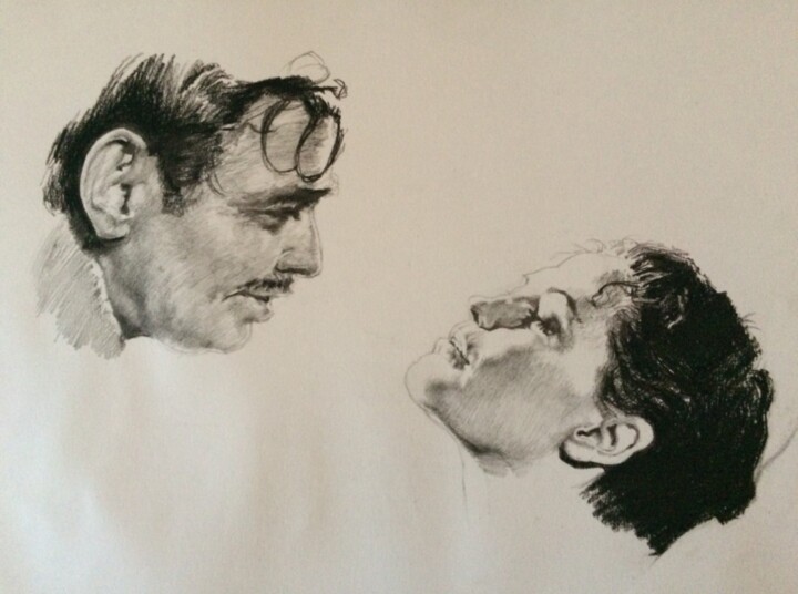 Dessin intitulée "CLARCK ET YVONNE su…" par Patrick Couvet, Œuvre d'art originale, Crayon