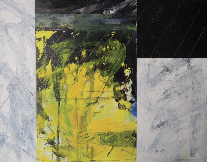 Malarstwo zatytułowany „Jaune / noir / blanc” autorstwa Patrick Maillard, Oryginalna praca, Akryl