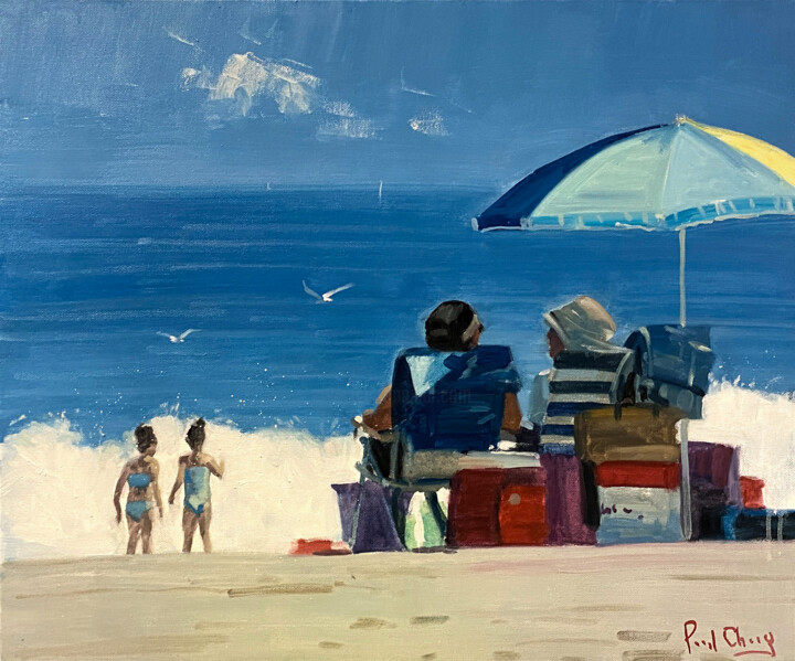 Pittura intitolato "Laguna Beach Noon N…" da Paul Cheng, Opera d'arte originale, Olio Montato su Telaio per barella in legno