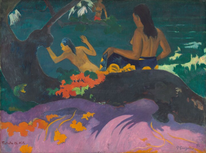 Pintura titulada "Fatata te Miti (Au…" por Paul Gauguin, Obra de arte original, Oleo