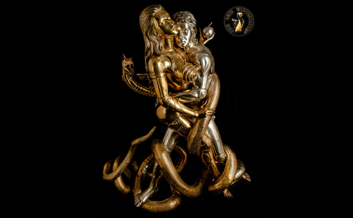Escultura titulada "Adam & Eve Riesige…" por Paul John Ballard, Obra de arte original, Bronce