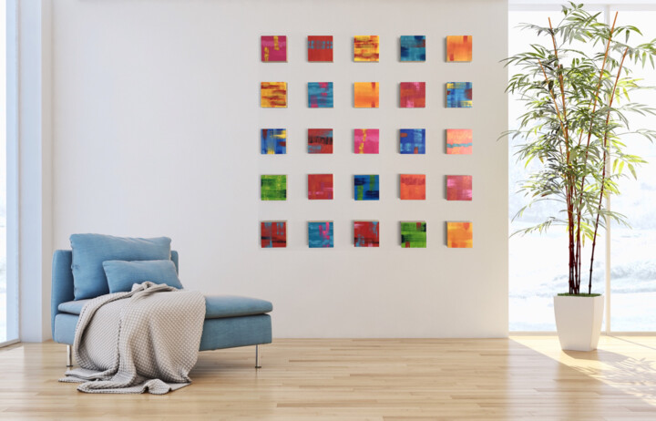 Sculpture titled "Colorful Wall Sculp…" by Paula Gibbs, Original Artwork, Acrylic