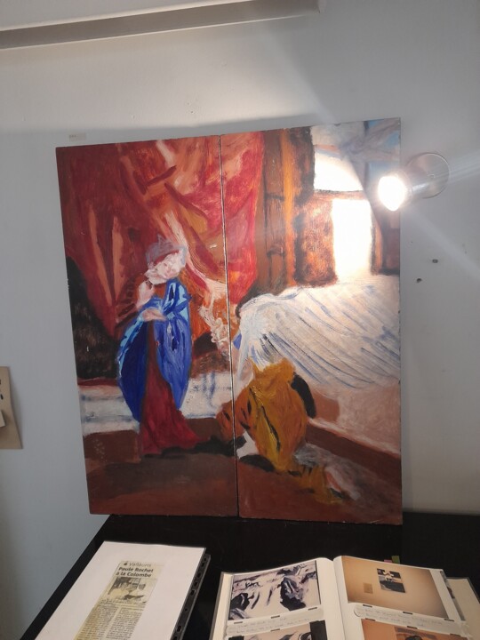 Pittura intitolato "Annonciation" da Paule Rochet, Opera d'arte originale, Olio Montato su Pannello di legno