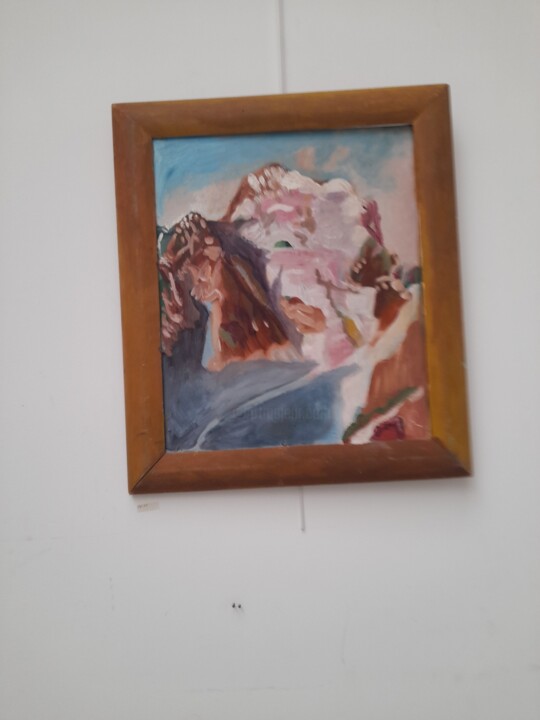 Pittura intitolato "Mont charvin" da Paule Rochet, Opera d'arte originale, Olio Montato su Telaio per barella in legno