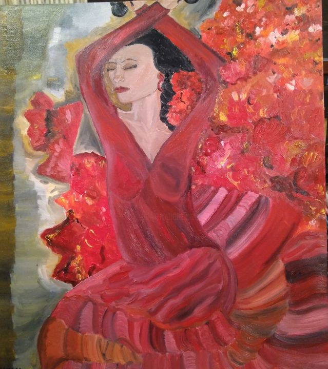 Painting titled "Pasión" by Paulina Espinosa, Original Artwork, Oil