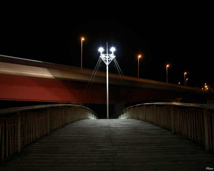 Fotografie mit dem Titel "Les deux ponts, noc…" von Paulous, Original-Kunstwerk, Nicht bearbeitete Fotografie Auf Aluminium…