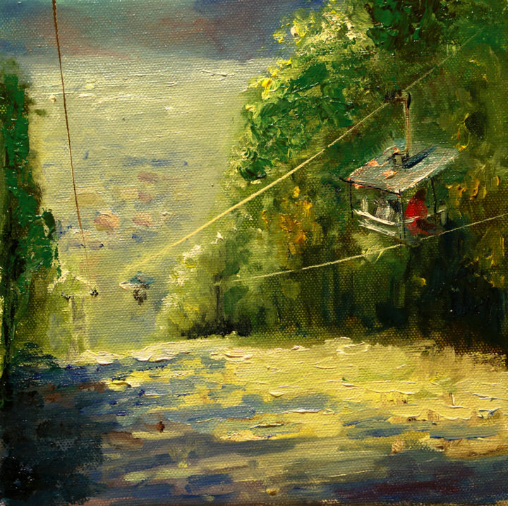 Malerei mit dem Titel "cable car semolina" von Pavel Filin, Original-Kunstwerk, Öl