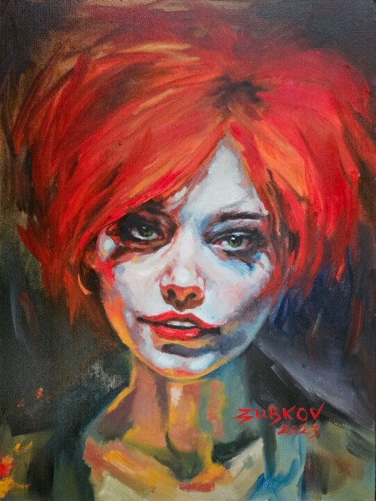 제목이 "Red Head / Clown ma…"인 미술작품 Pavel Zubkov로, 원작, 기름
