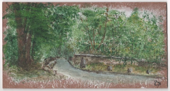 Painting titled "Neaufles, passerell…" by Pascal Boulommier, Original Artwork, Acrylic