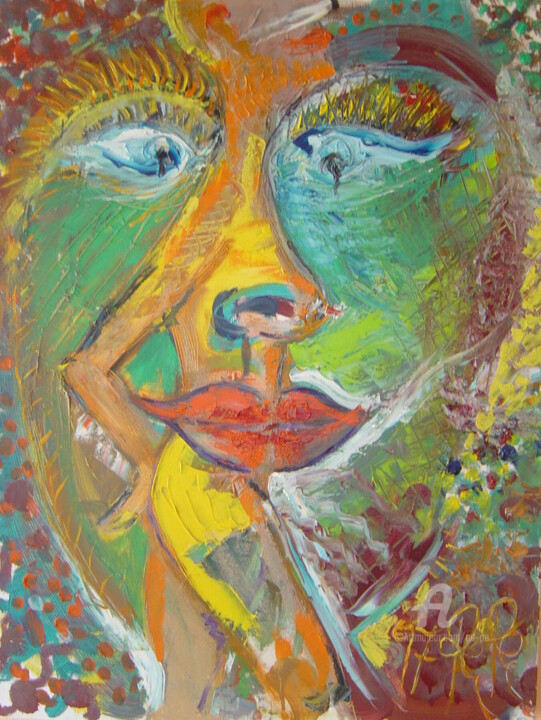 Painting titled "Nasenbusen" by Pe Pe, Original Artwork, Oil