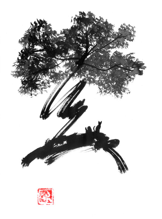 Рисунок под названием "swirl tree" - Péchane, Подлинное произведение искусства, Акварель