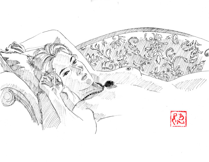 Dibujo titulada "ROSE" por Péchane, Obra de arte original, Acuarela
