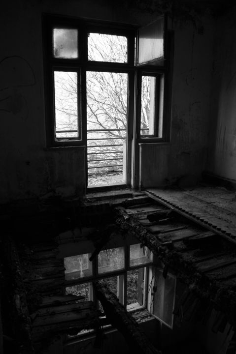 Photography titled "In the sanatorium -…" by Pedro Noir, Original Artwork, Digital Photography Mounted on Wood Stretcher fra…