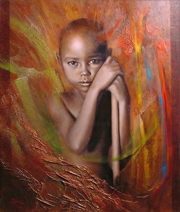 Pintura titulada "Africa, art-and-sup…" por Pedro Sanz, Obra de arte original, Oleo