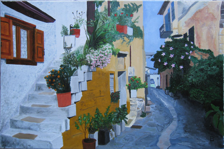 Painting titled "164-ruelle-cretoise" by Bernard Ledoyen, Original Artwork, Oil