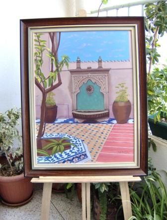 Peinture intitulée "Riad marakech" par Ouafae Benchekchou, Œuvre d'art originale