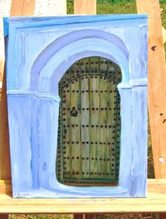 Peinture intitulée "Porte Medina" par Ouafae Benchekchou, Œuvre d'art originale