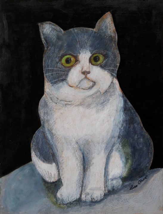 Peinture intitulée "Figaro le chat" par Peinture Ojochal, Œuvre d'art originale, Pigments
