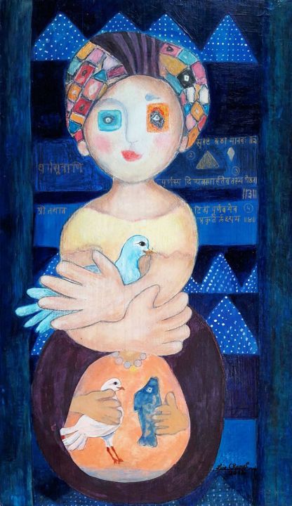 Peinture intitulée "Ma chère mouette" par Peinture Ojochal, Œuvre d'art originale, Huile