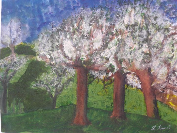 Peinture intitulée "Le printemps des ce…" par Peinture Ojochal, Œuvre d'art originale, Aquarelle
