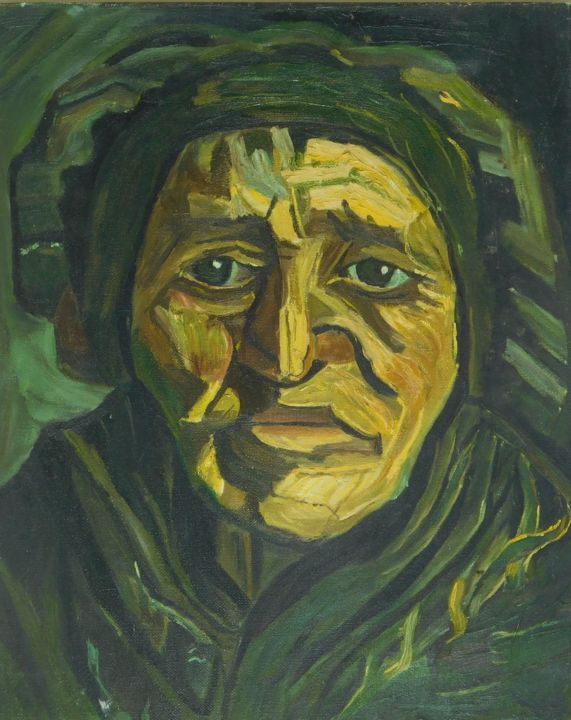 Peinture intitulée "Tête d'une paysanne…" par Peinture Raffin, Œuvre d'art originale, Huile
