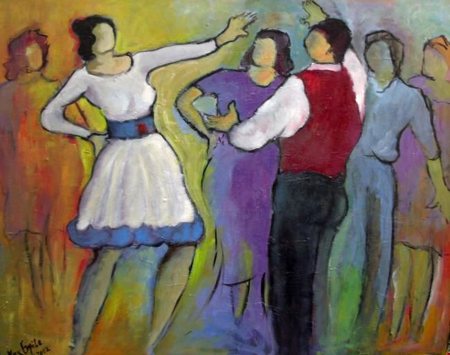 Painting titled "DANSE EXHIBITION" by Maxemile, Original Artwork, Oil