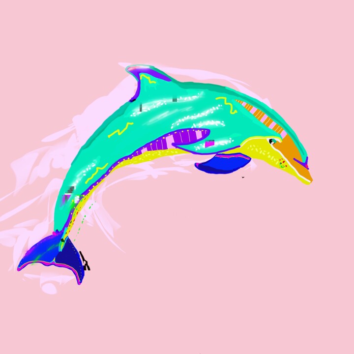 Arte digital titulada "Dolphin" por Pelin Gürses, Obra de arte original, Trabajo Digital 2D